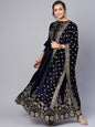 Buy_Women's_Navy_Velvet_Embellished_Dupatta_Online_Trendia