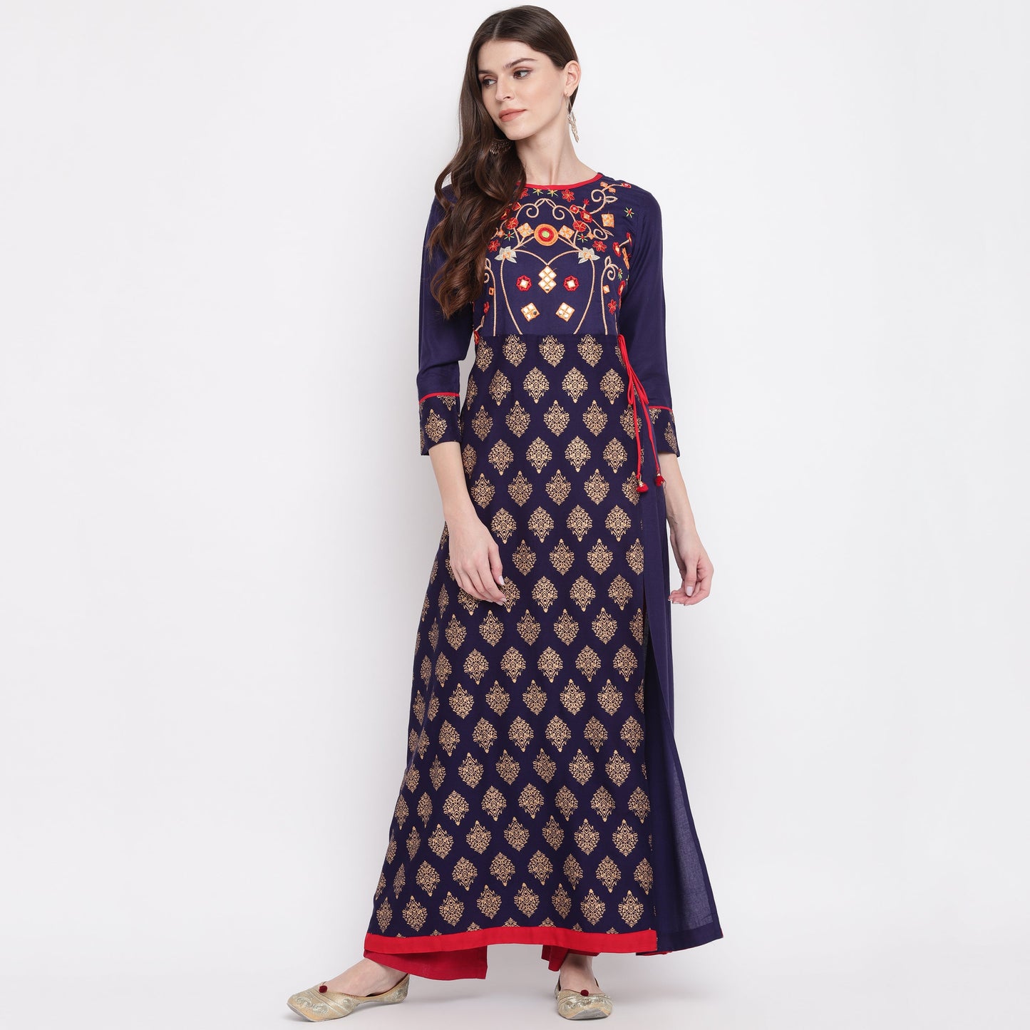 Women's Blue Color Rayon A-Line Kurta Only