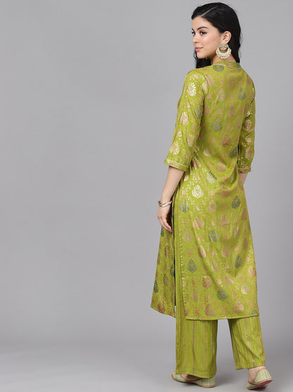 Women's  Green Printed Kurta with Palazzos