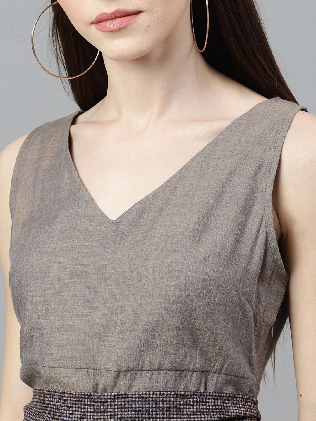 Women's  Grey Solid A-Line Dress