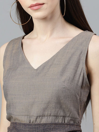 Women's  Grey Solid A-Line Dress