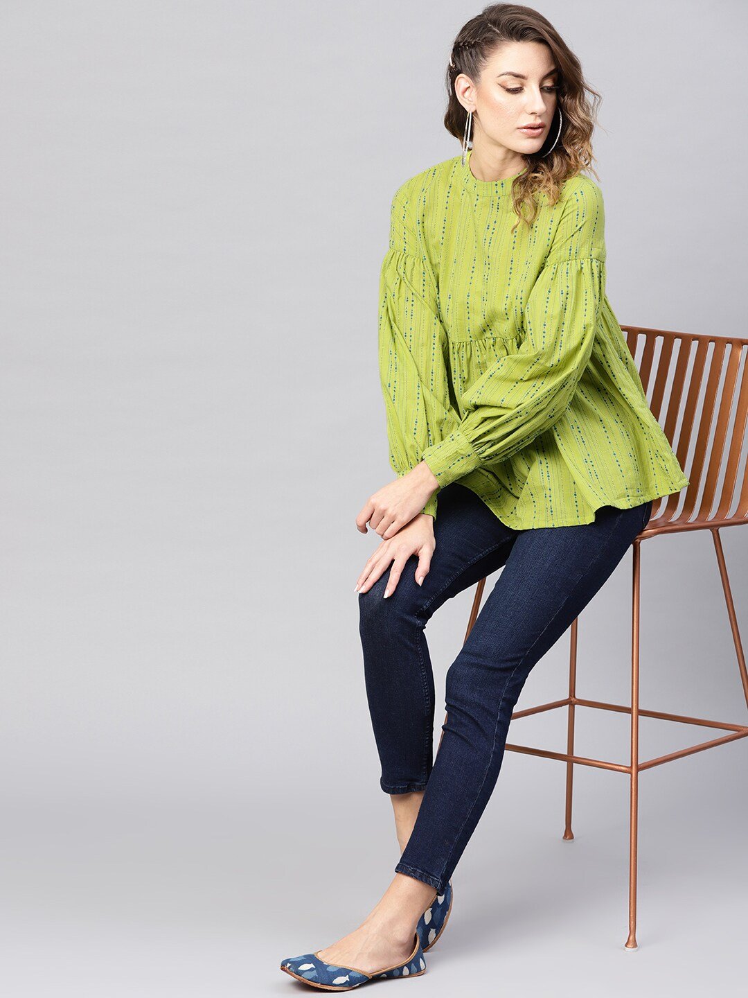 Women's Green & Blue Striped Tunic