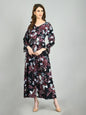Women's Multi Rayon Printed Full Sleeve V Neck Casual Dress