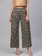 Women's  Grey & Golden Printed Straight Palazzos