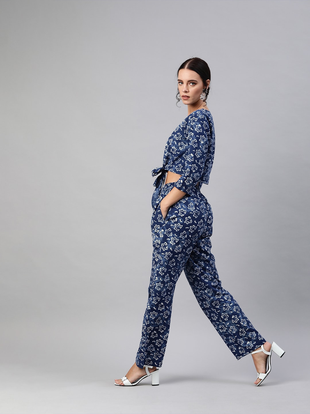 Women's Indigo Block Print Co Ord Set