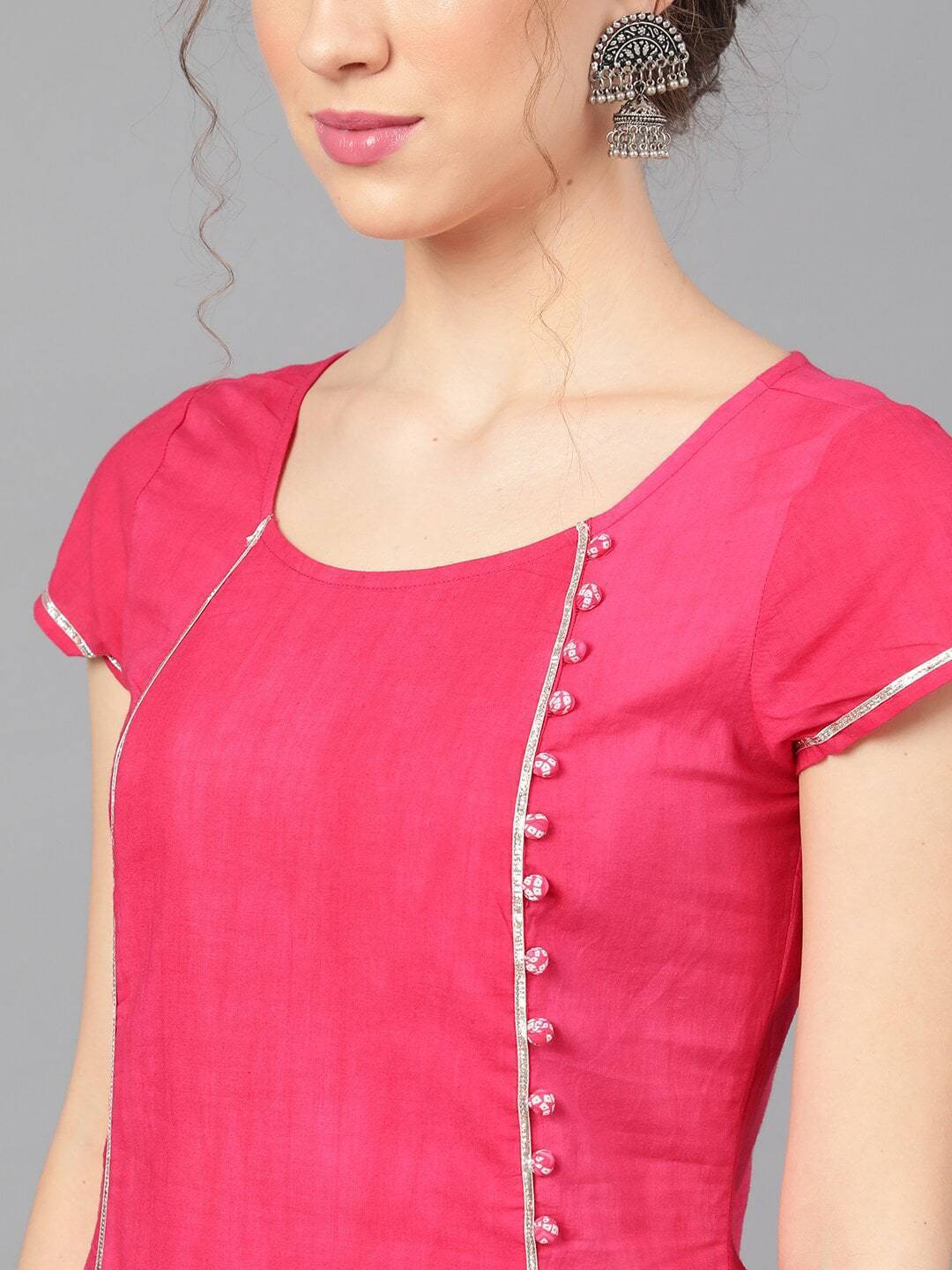 Women's  Magenta Printed A-Line Kurta