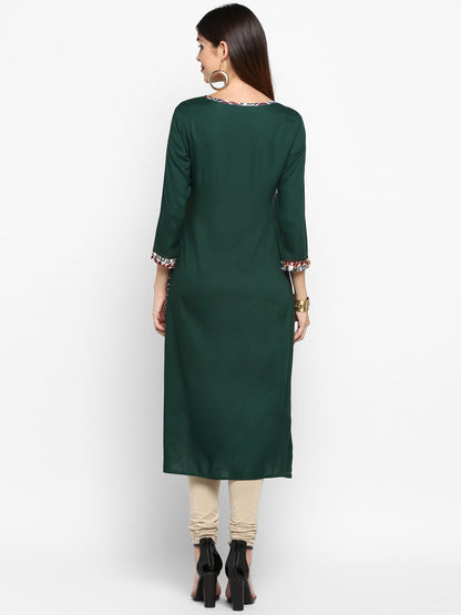 Women's Green Printed Kurta By Vbuyz- (