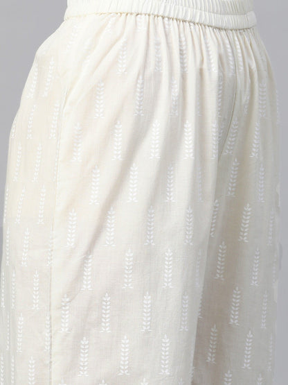 Women's Pink & Offwhite Embroidered Kurta Set