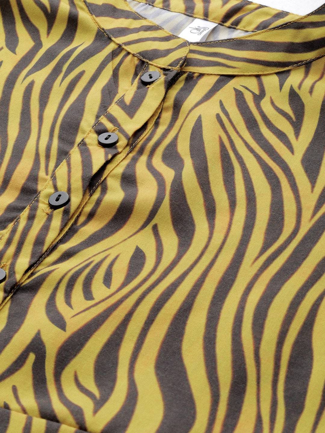 Women's  Yellow Printed A-Line Dress