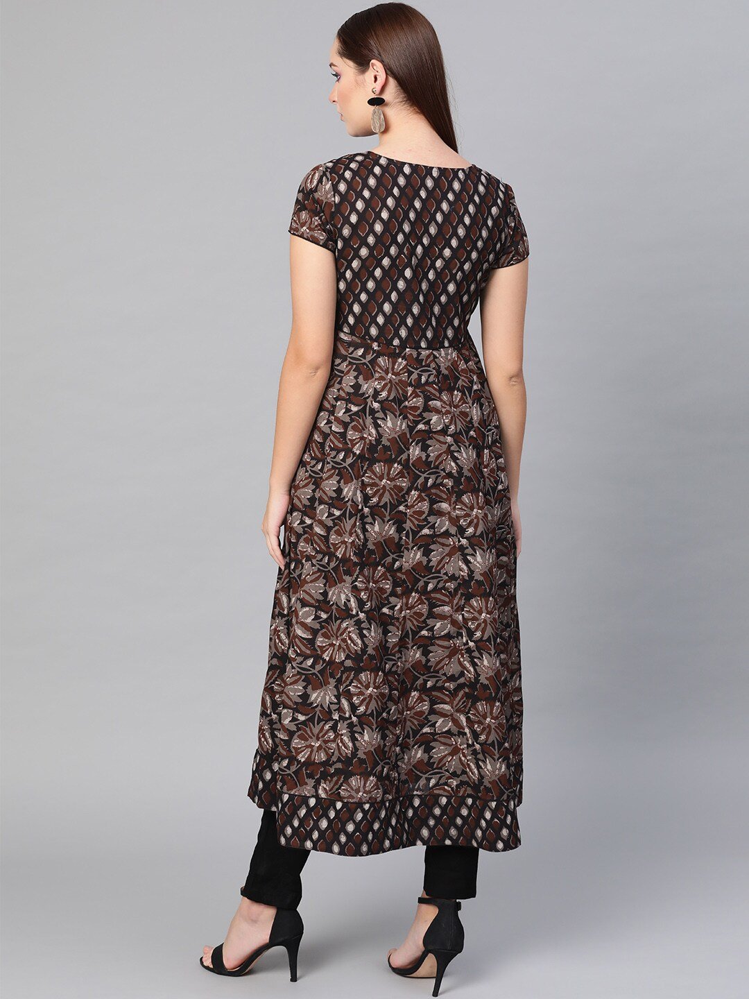 Women's  Multicoloured Floral Print Anarkali Kurta
