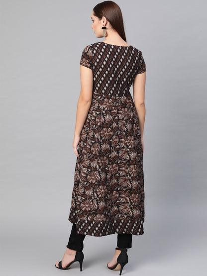 Women's  Multicoloured Floral Print Anarkali Kurta