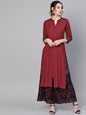 Women's  Maroon & Navy Blue Solid Kurta with Palazzos