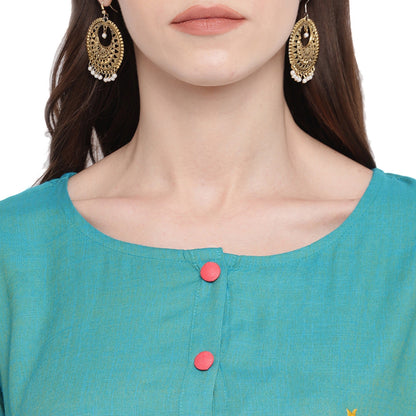 Women's Sky Blue Rayon Kurta By Vbu