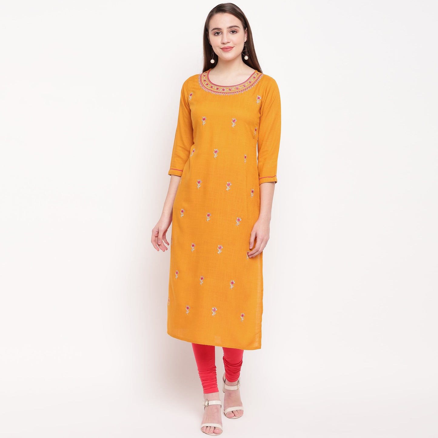 Women's Yellow Rayon Kurta By Vbu