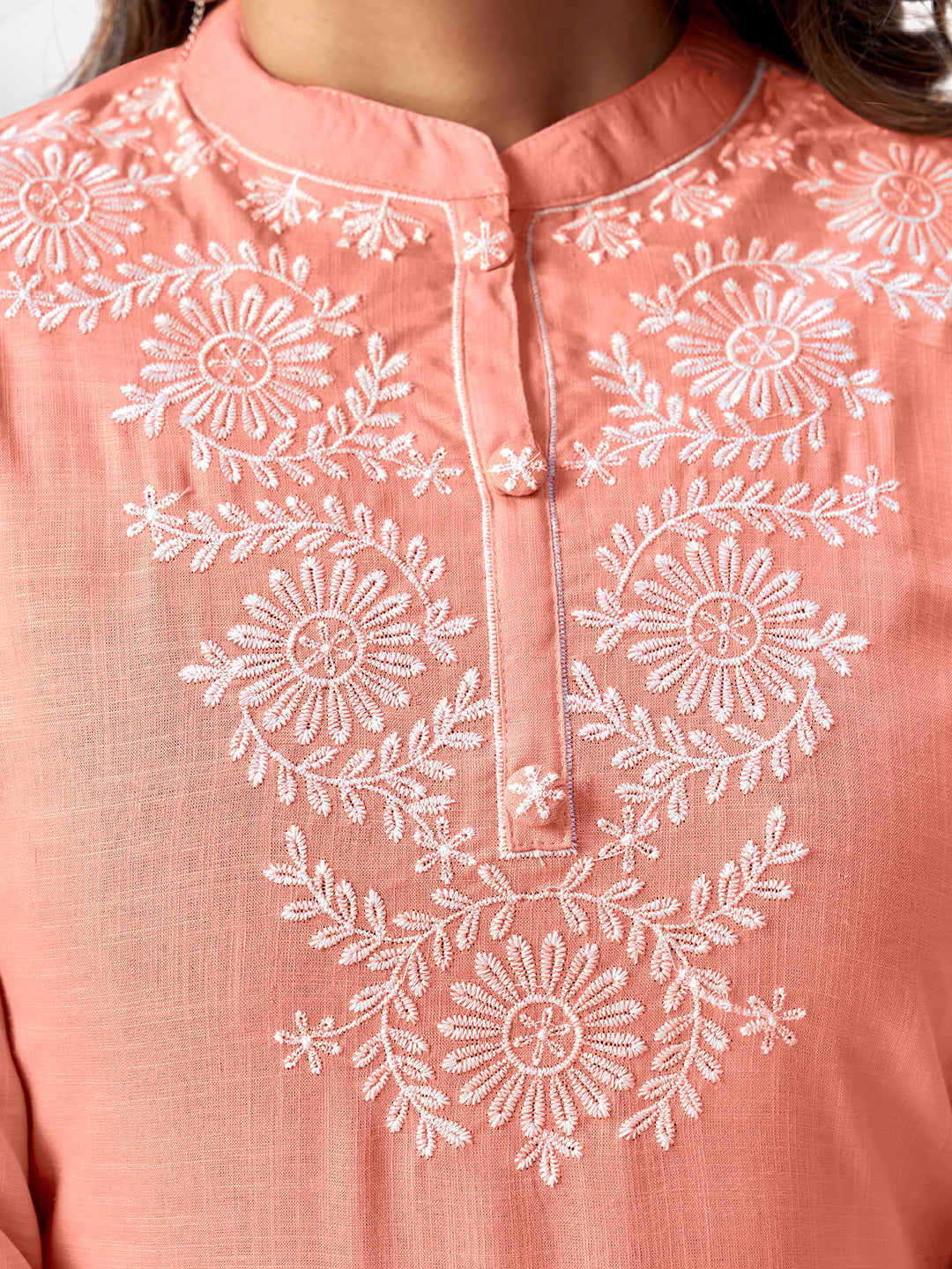 Women's Peach Rayon Kurta With Pant & Dupatta By Vbuyz (3