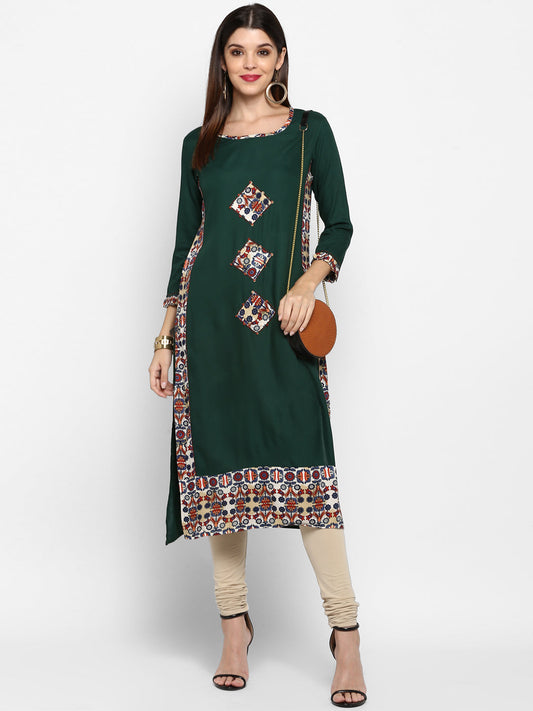 Women's Green Printed Kurta By Vbuyz- (