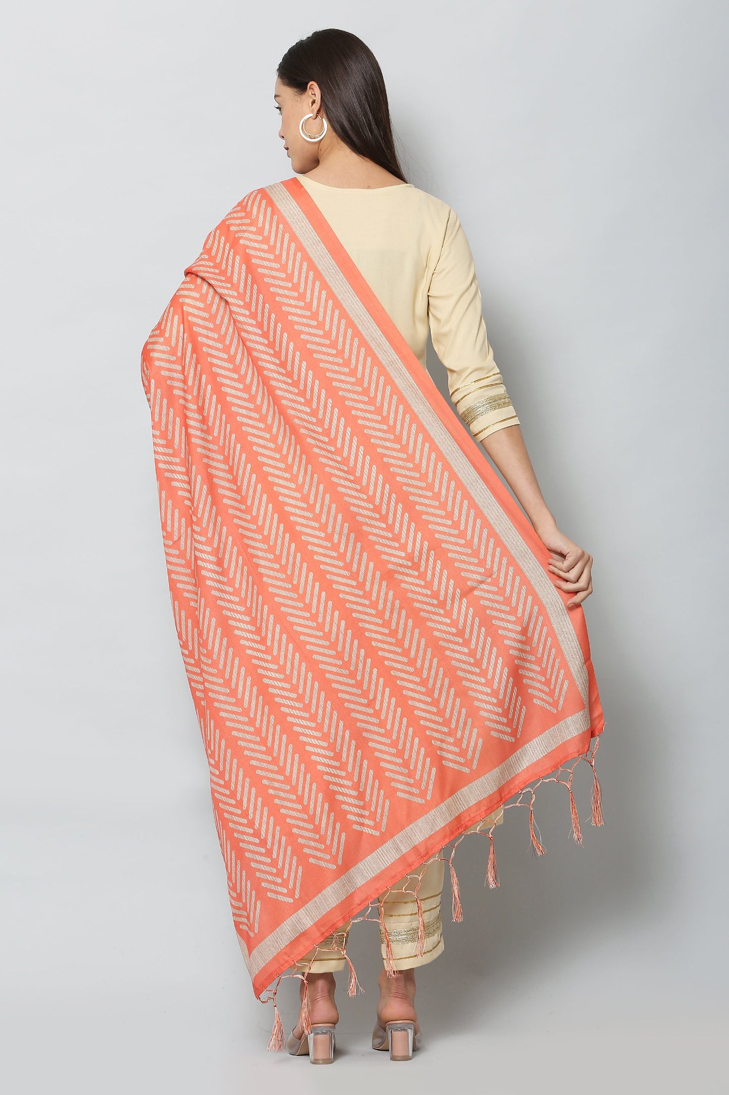 Women's Orange Color Art Silk Digital Printed Dupatta