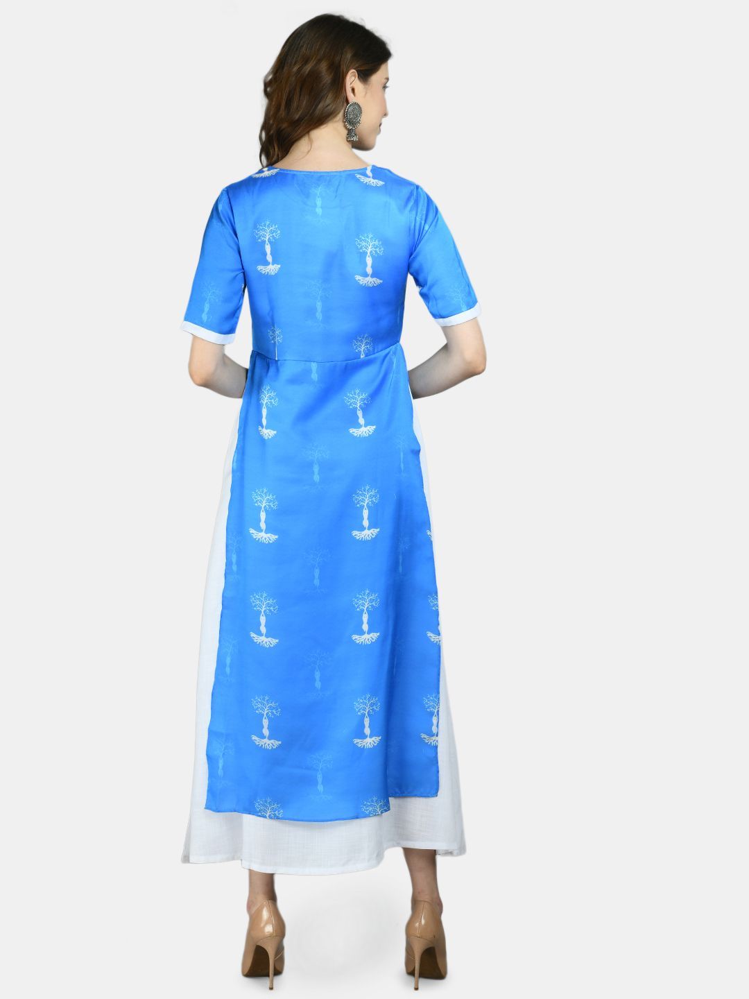 Women Blue Printed Dress by Myshka (
