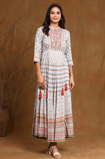 Women's Rayon Embroidered Flared Dress