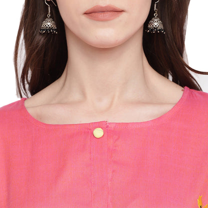 Women's Light Pink A-Line Kurta By Vbuyz- (