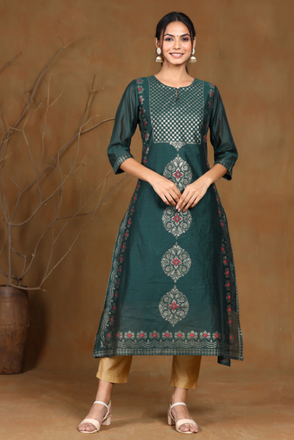 Women's Modal Chanderi Printed Straight Kurta