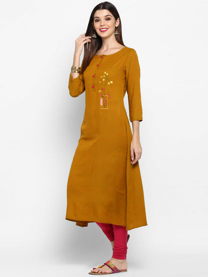Women's Mehendi Green Flared Kurta By Vbuyz-(