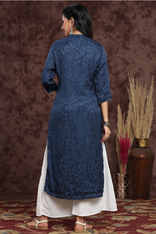 Women's Rayon Jacquard Straight Kurta