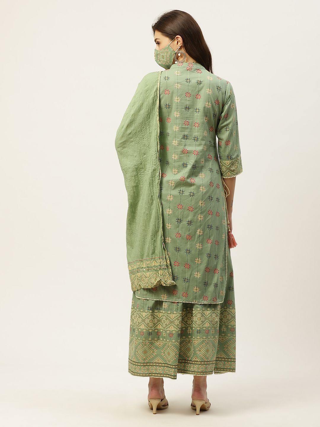 Women's Printed Straight Kurta Palazzo Dupatta Set
