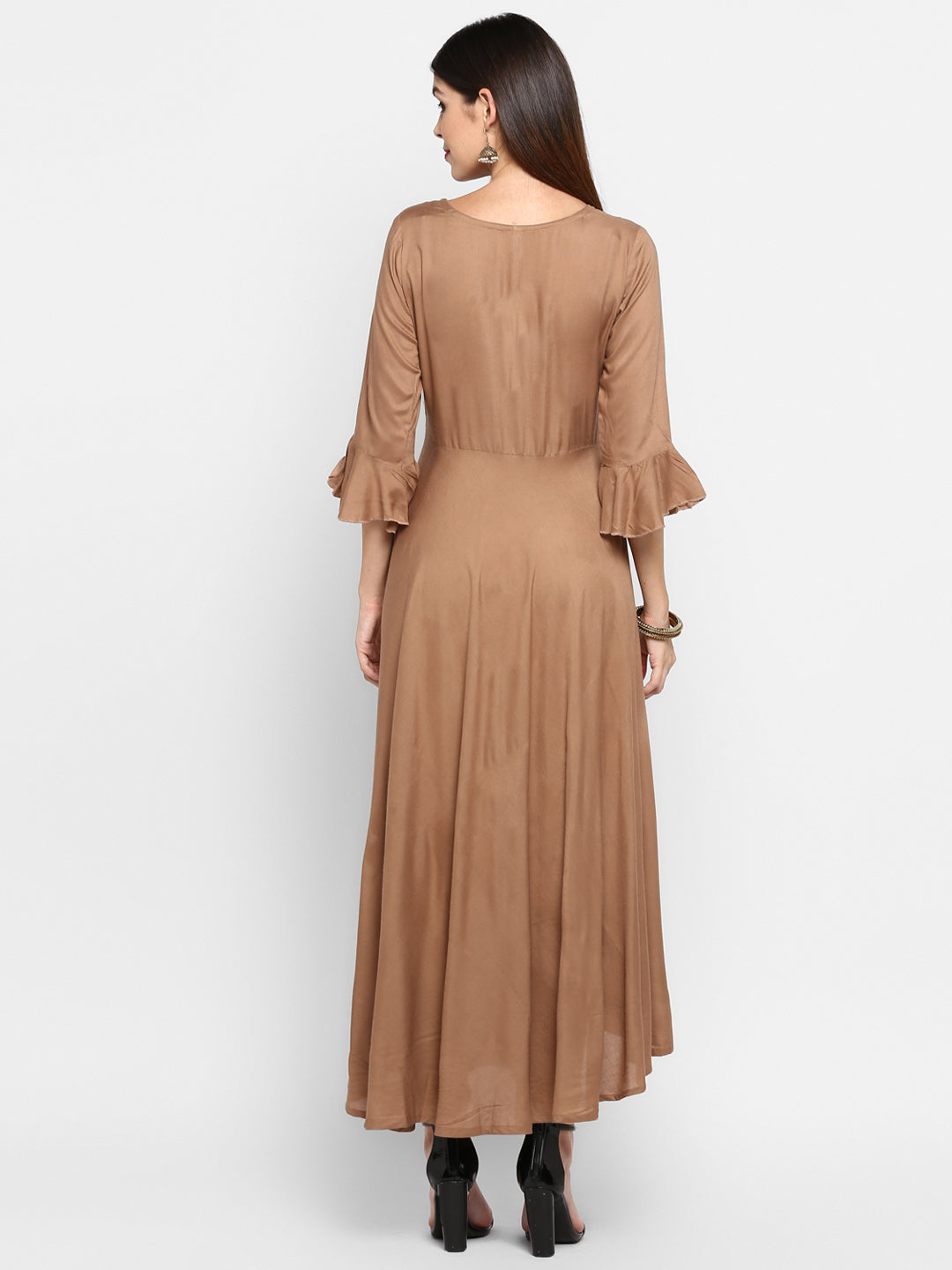 Women's Light Brown Rayon Kurta By Vbu