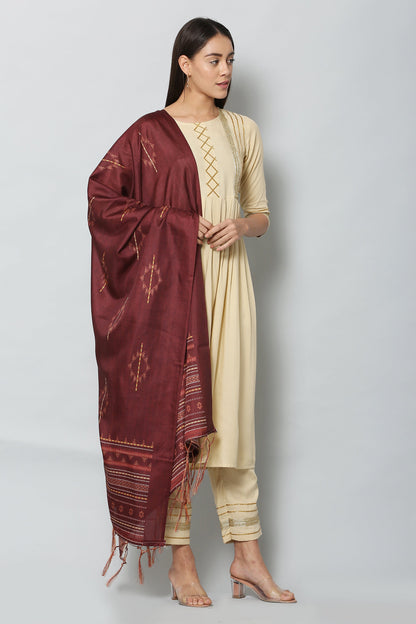 Women's Maroon Color Art Silk Digital Printed Dupatta