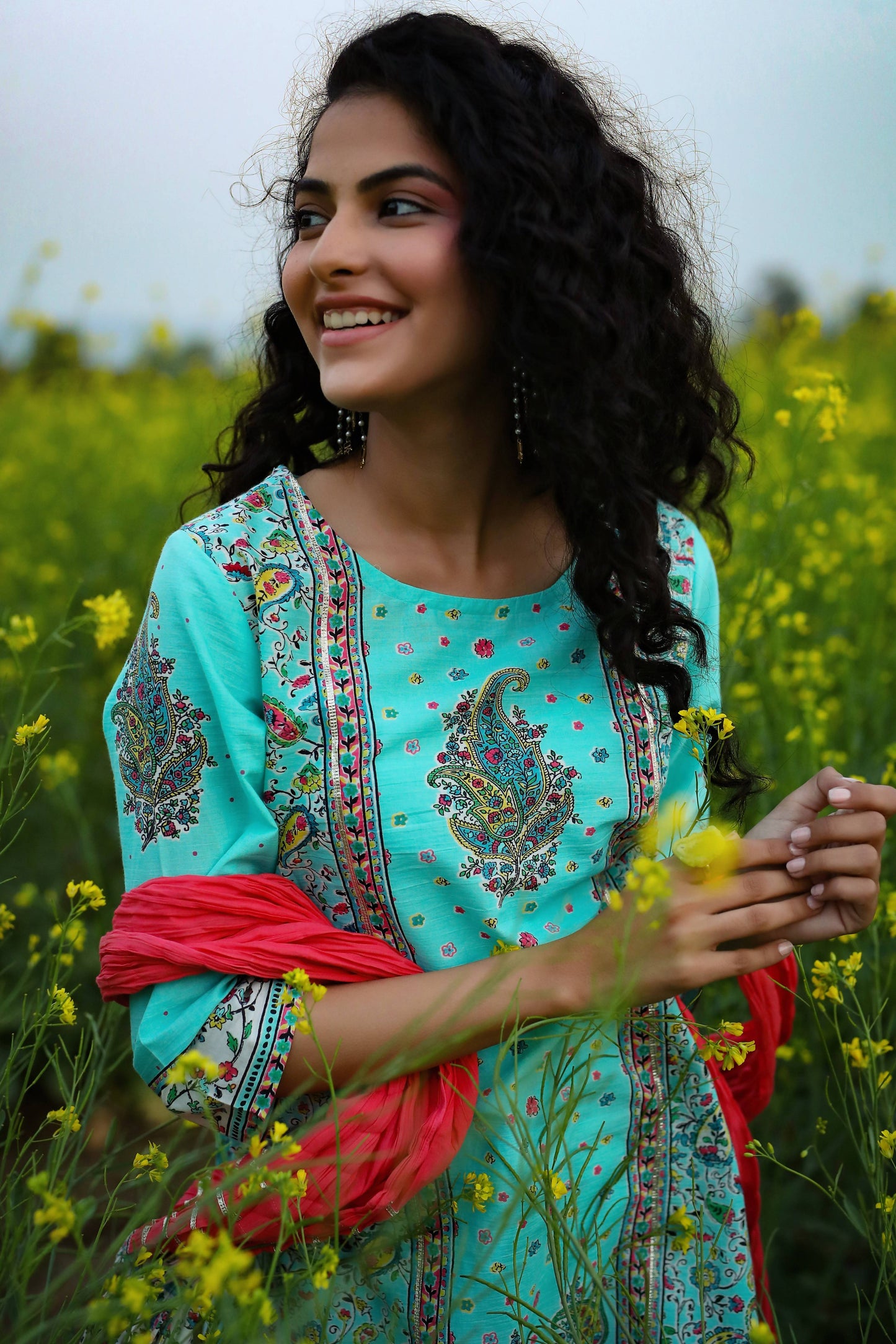 Women's Cambric Printed Straight Kurta Palazzo Dupatta Set