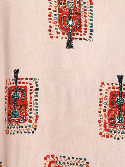 Women's Peach Rayon Kurta By Vbu