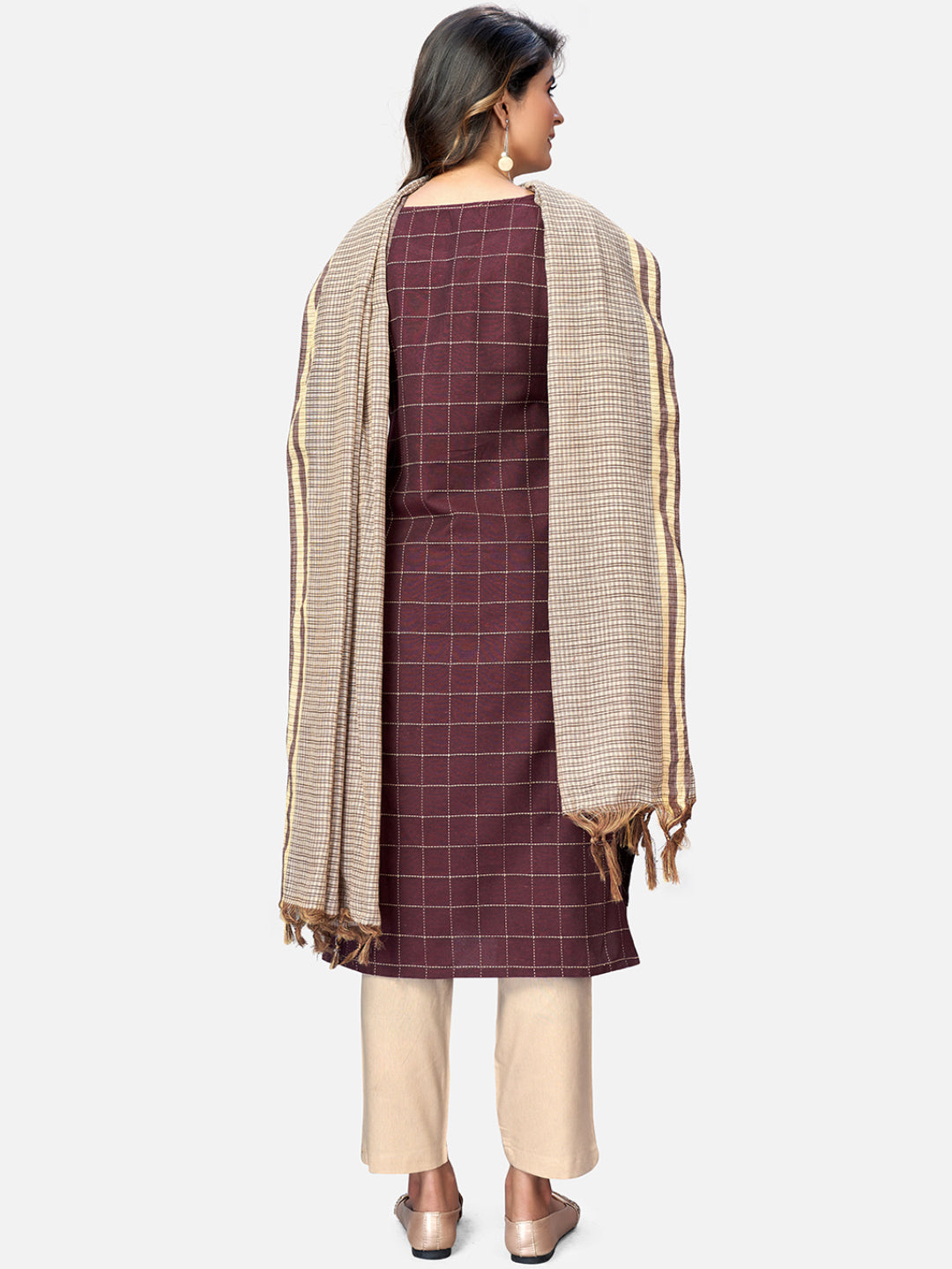 Women's Purple Cotton Kurta With  Pant & Dupatta By Vbyuz (3