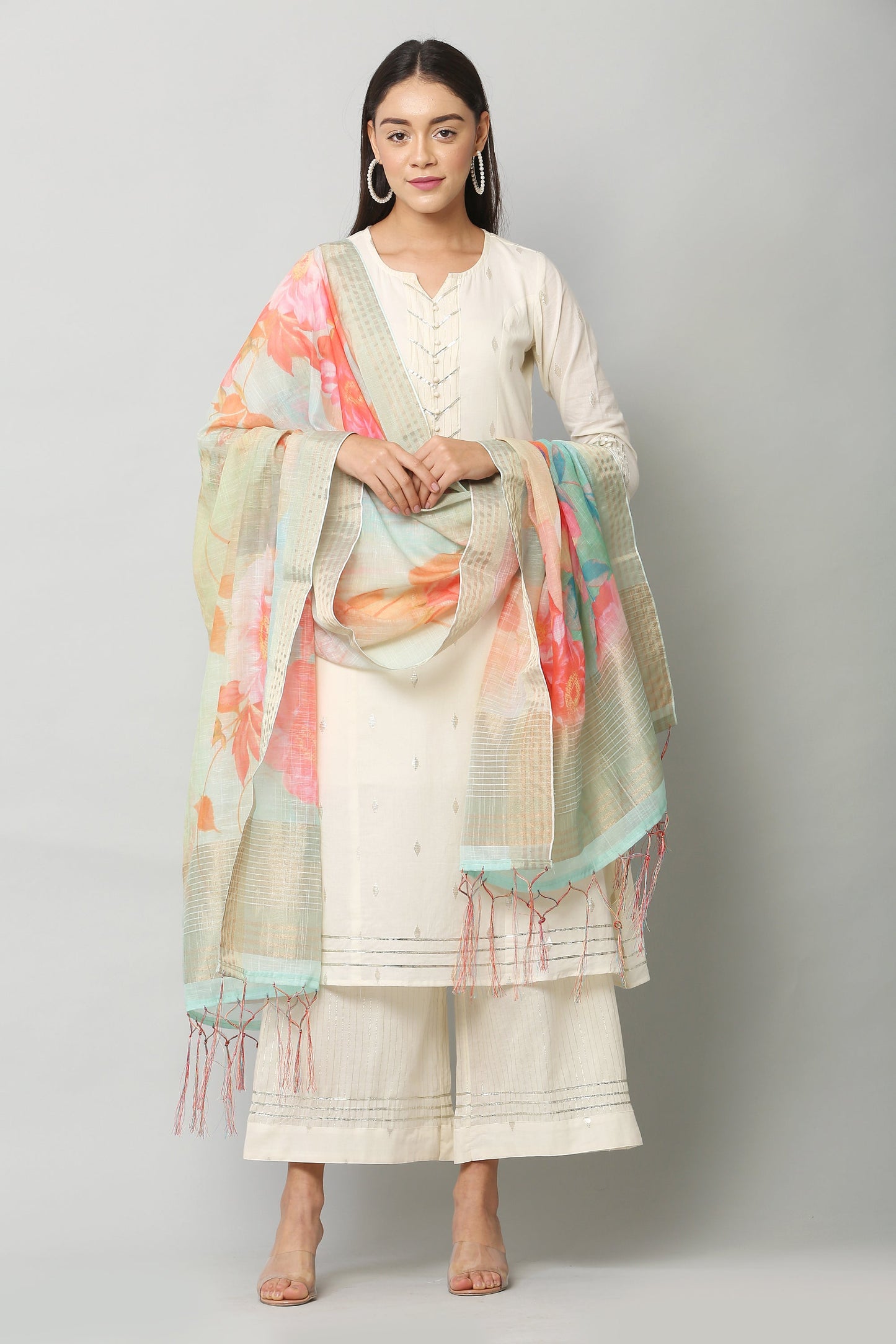 Women's Sea Green Color polyster Blend Digital Printed Dupatta