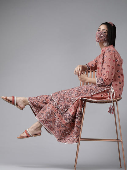 Women's Mexican Print Straight Kurta Palazzo Set
