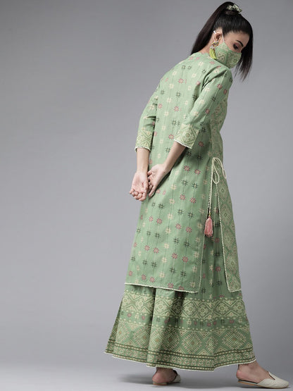 Women's Mexican Print Straight Kurta Palazzo Set