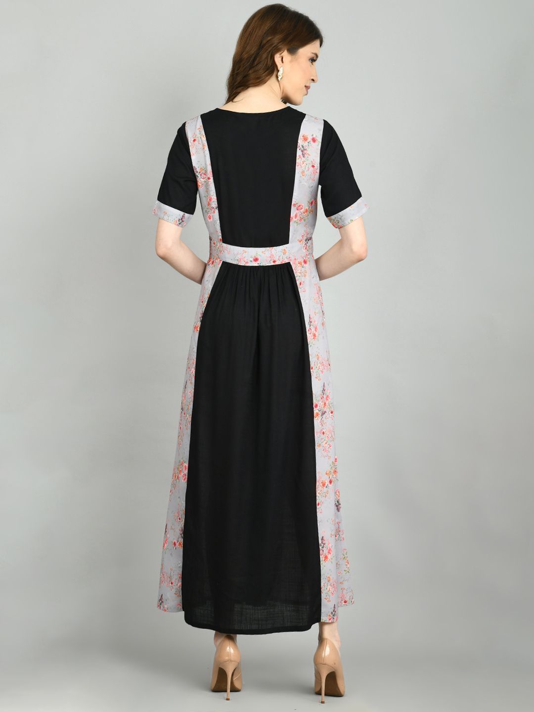 Women's Multi Polyester Printed Half Sleeve Round Neck Casual Dress