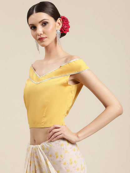 Women's Yellow Chiffon Digital Print Floral Saree