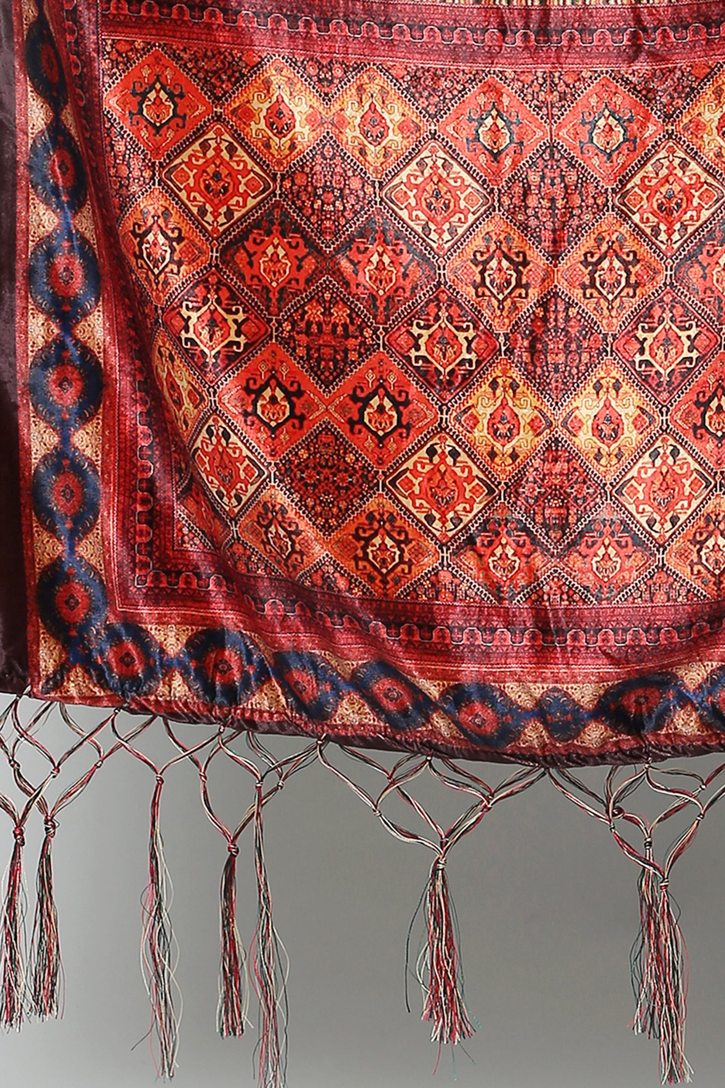 Women's Red Color Polyster Velvet  Digital Printed Dupatta