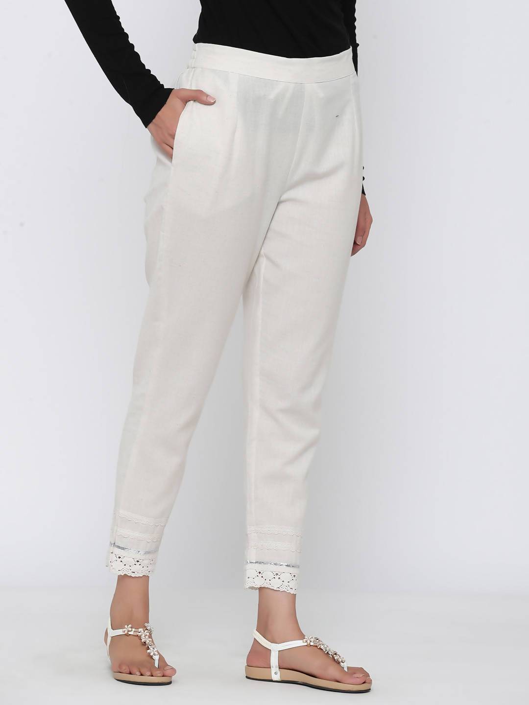 Women's Cotton Solid Straight Pants