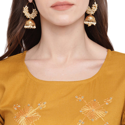 Women's Mustard Yellow Anarkali Rayon Kurta By Vbu