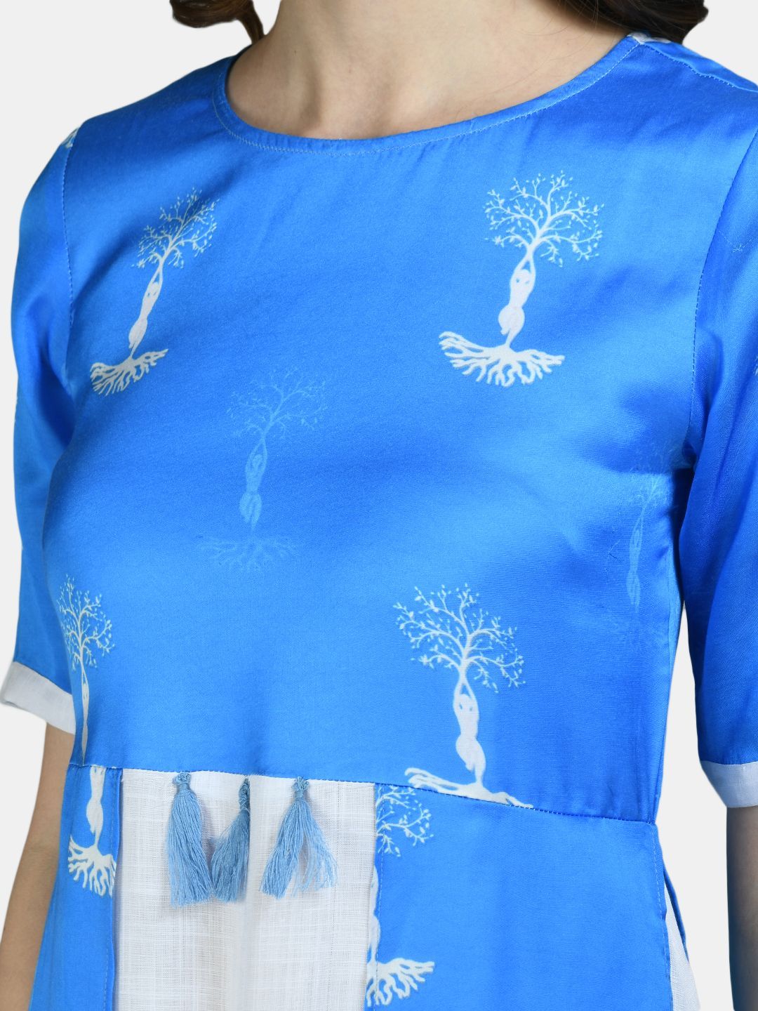 Women Blue Printed Dress by Myshka (