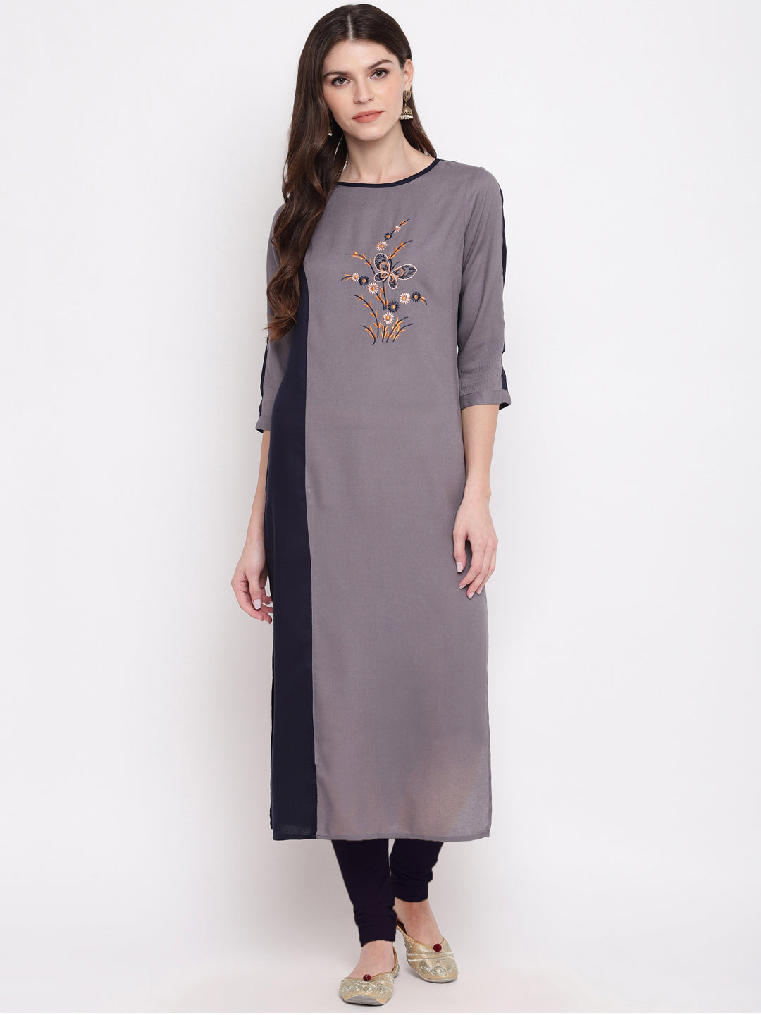 Women's Blue & Grey Kurta By Vbuyz- (