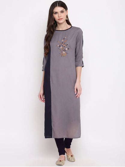 Women's Blue & Grey Kurta By Vbuyz- (