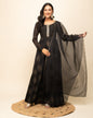 Women's Black Georgette Flared Kurta With dupatta