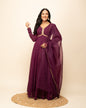 Women's Wine Georgette Anarkali Kurta With dupatta