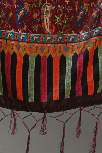 Women's Maroon Color Polyster Velvet  Digital Printed Dupatta