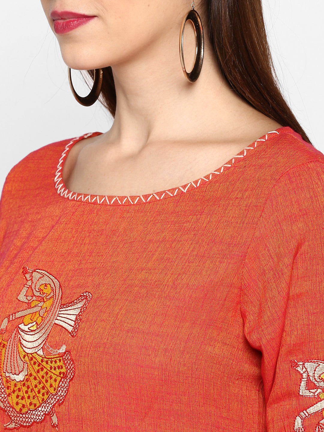Women's Orange Color Rayon Straight Kurta  (1Pc)