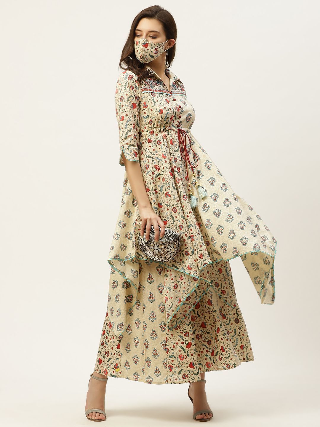 Women's Printed Asymmetric Tunic Palazzo Set