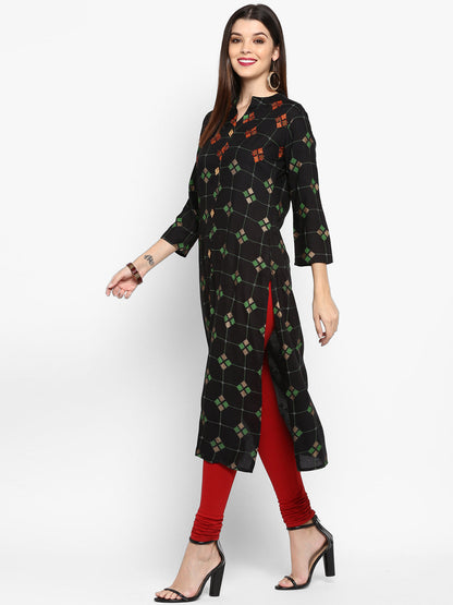 Women's Black Rayon Kurta By Vbu